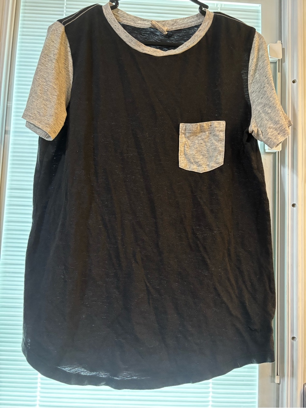 PINK Victoria's Secret Black Short Sleeve Pocket Tee with Heather Gray Trim